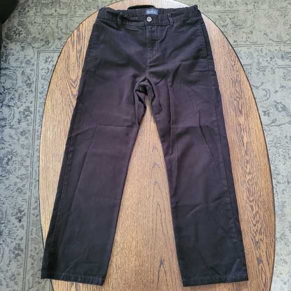 Childrens Place Black Chino Straight Leg Adjustable Waist Pant Size Boy 10 Husky - Picture 1 of 7